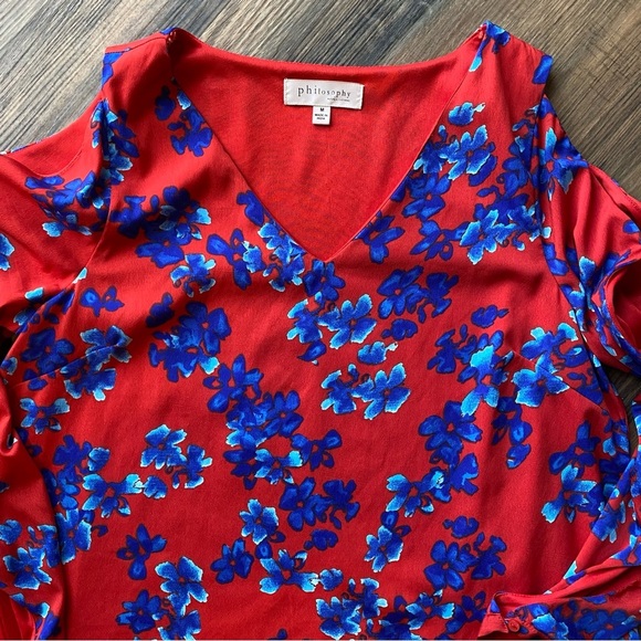 Philosophy Red Floral Cold Shoulder Dress - Picture 3 of 3